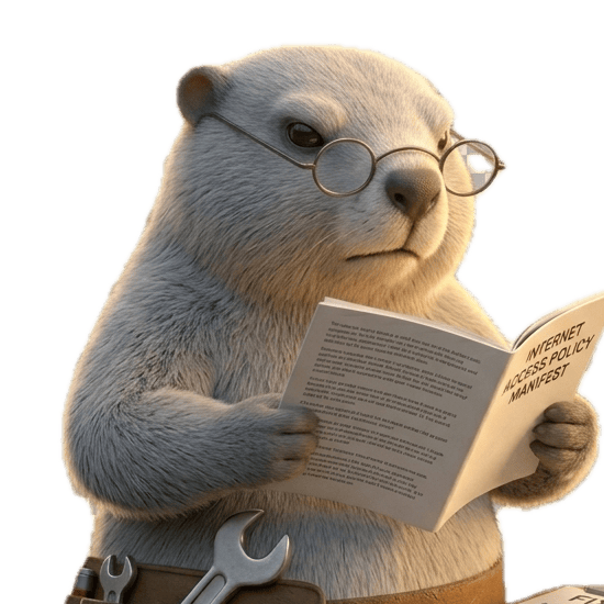 Maxx reading the IAP manifest with glasses